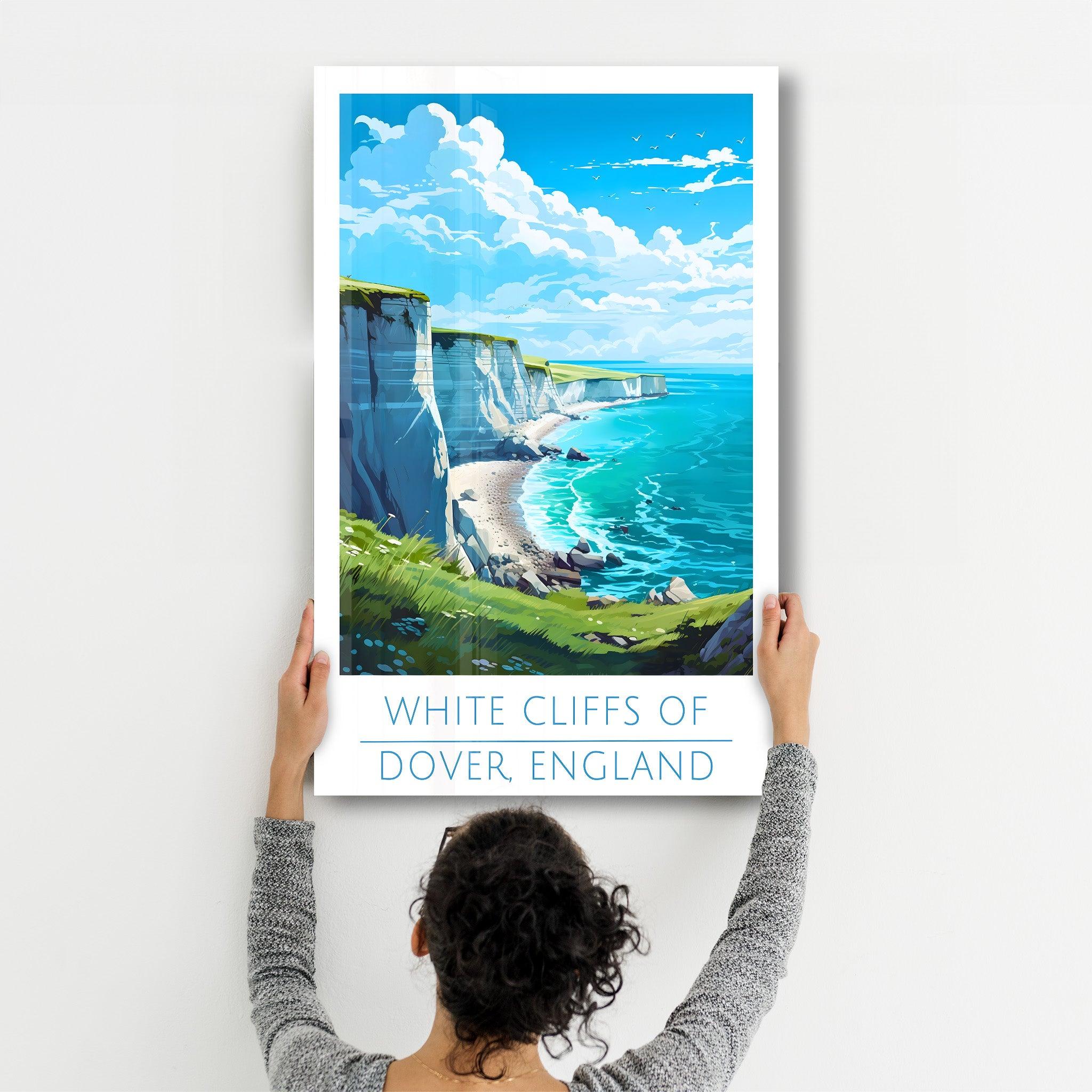 White Cliffs of Dover England-Travel Posters | Glass Wall Art - Artdesigna