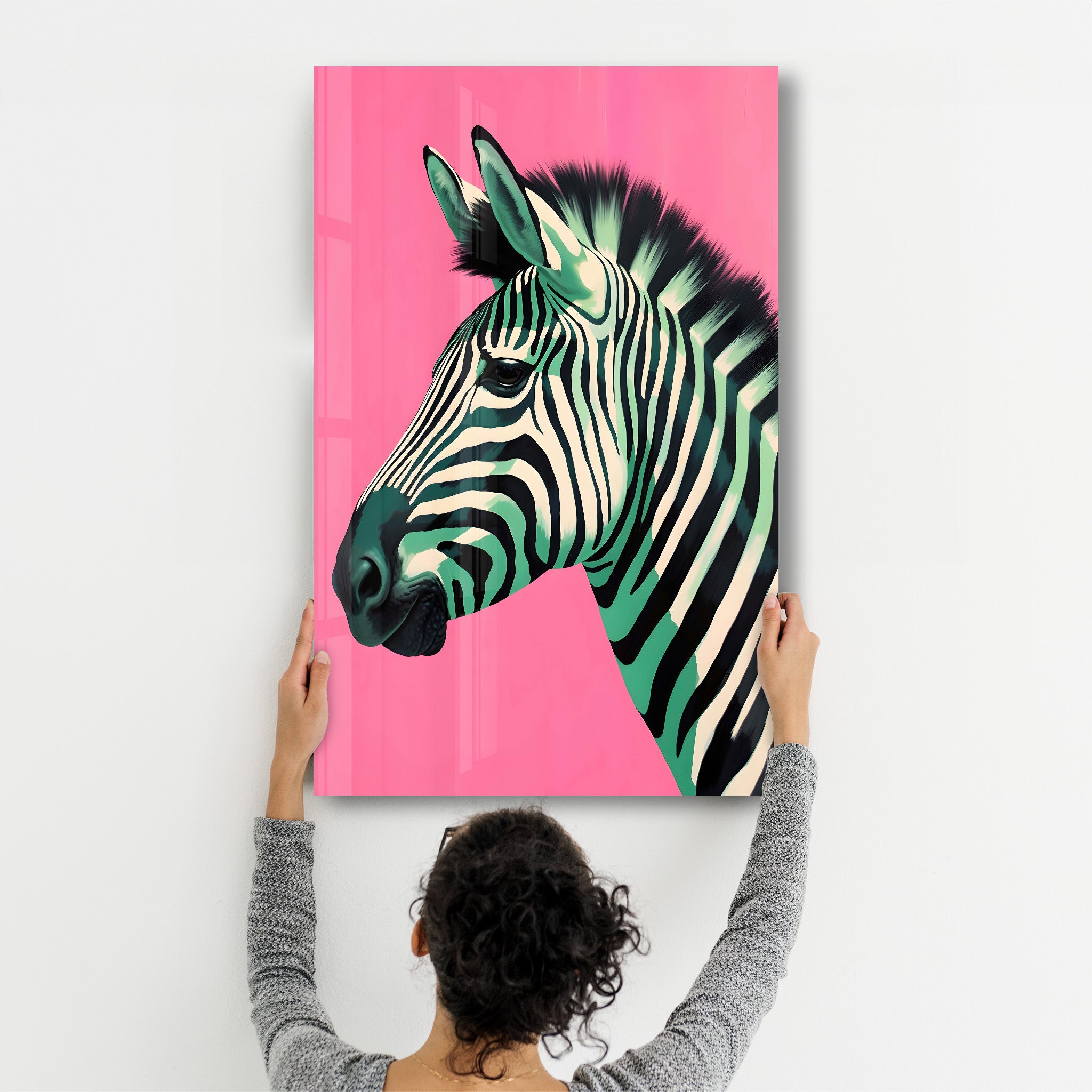 Zebra Pink - Glass Wall Art - Artdesigna