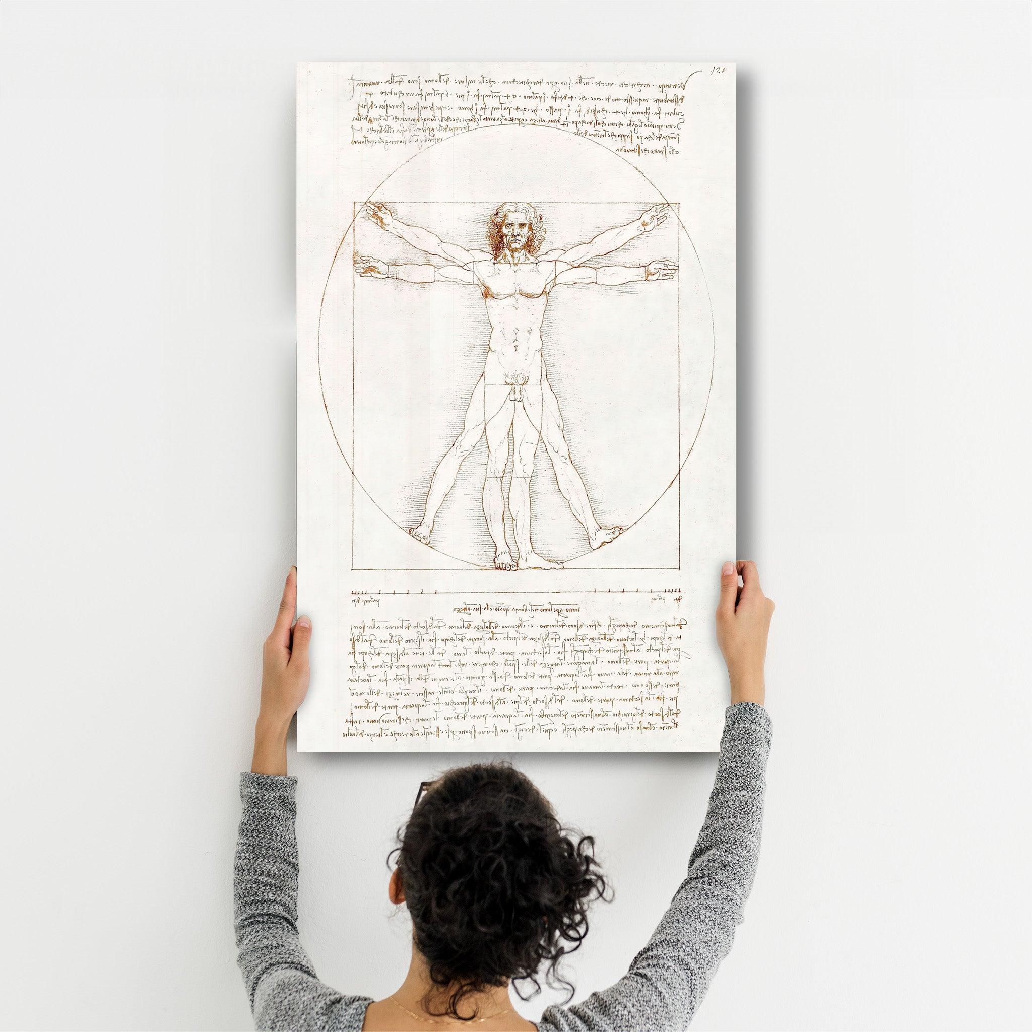 Leonardo da Vinci's The Vitruvian Man 1498 | Glass Wall Art - Artdesigna