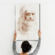 Leonardo da Vinci's Self-portrait (1512) | Glass Wall Art - Artdesigna