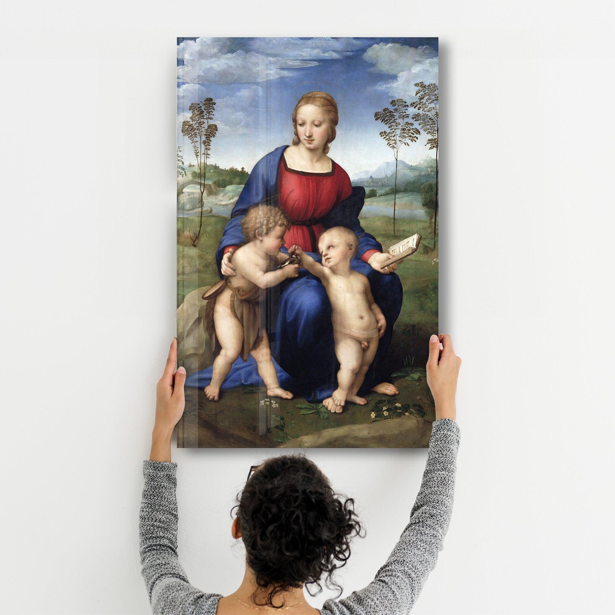 Raphael's Madonna of the Goldfinch (1505–1506) | Glass Wall Art - Artdesigna