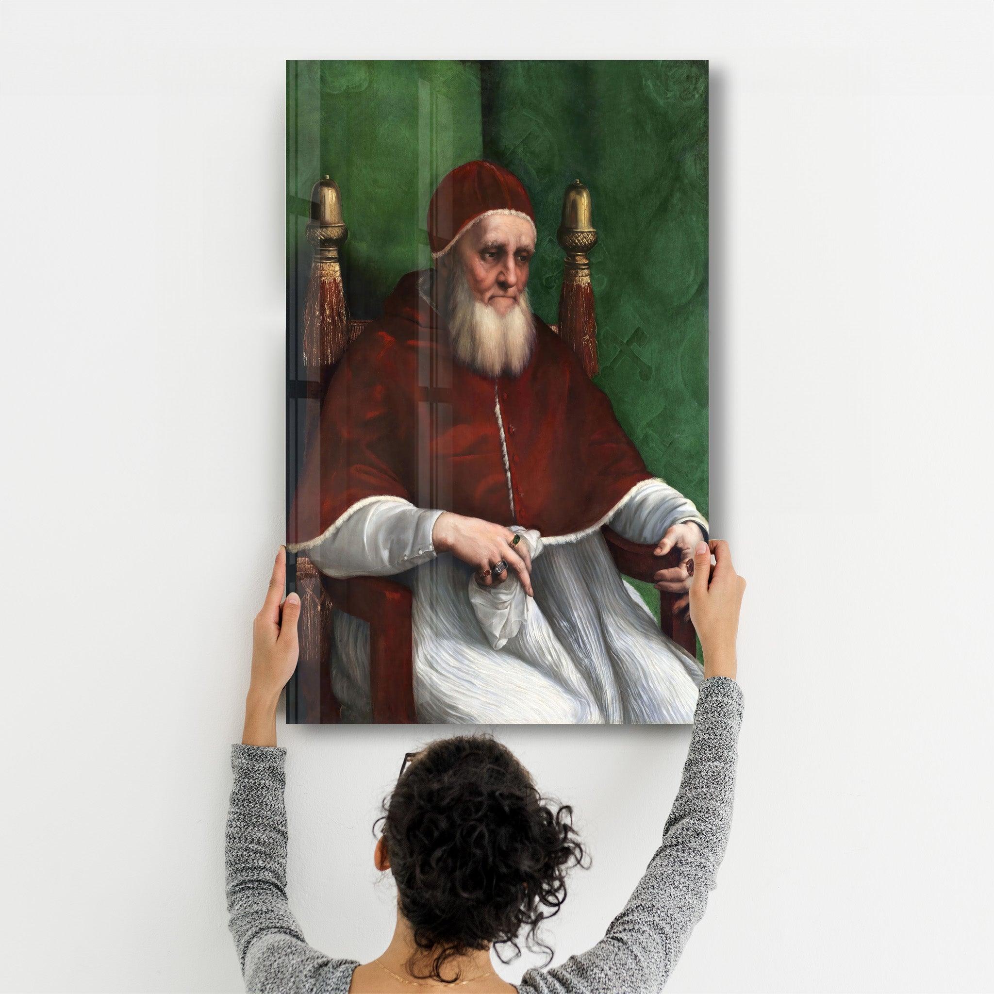 Raphael's Portrait of Pope Julius II (1511) | Glass Wall Art - Artdesigna