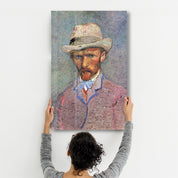 Vincent van Gogh's Self-Portrait with a Gray Straw Hat (1887) | Glass Wall Art - Artdesigna