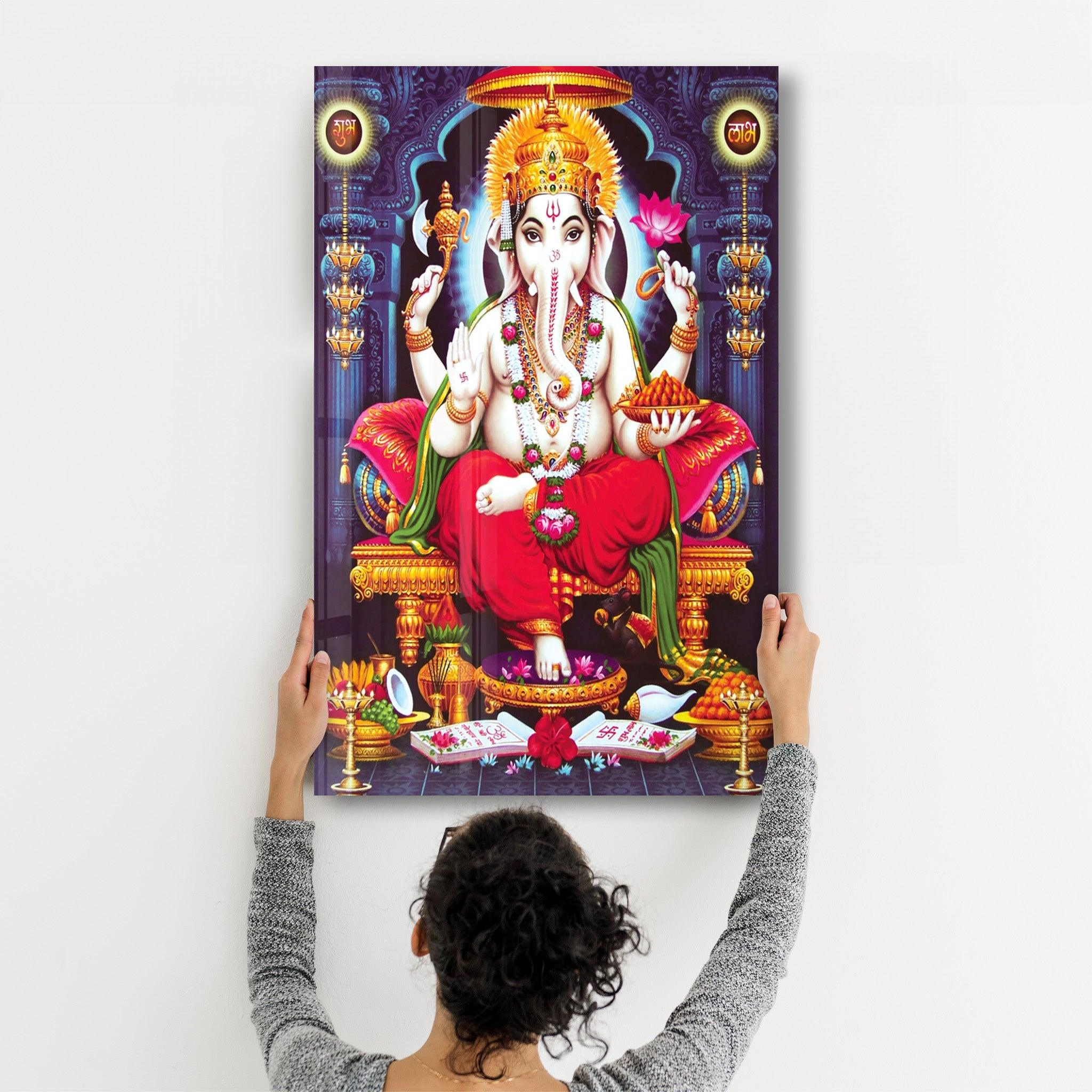 Lord Ganesh | Glass Wall Art - Artdesigna