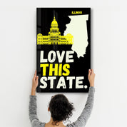 Love This State Illinois | Glass Wall Art - Artdesigna