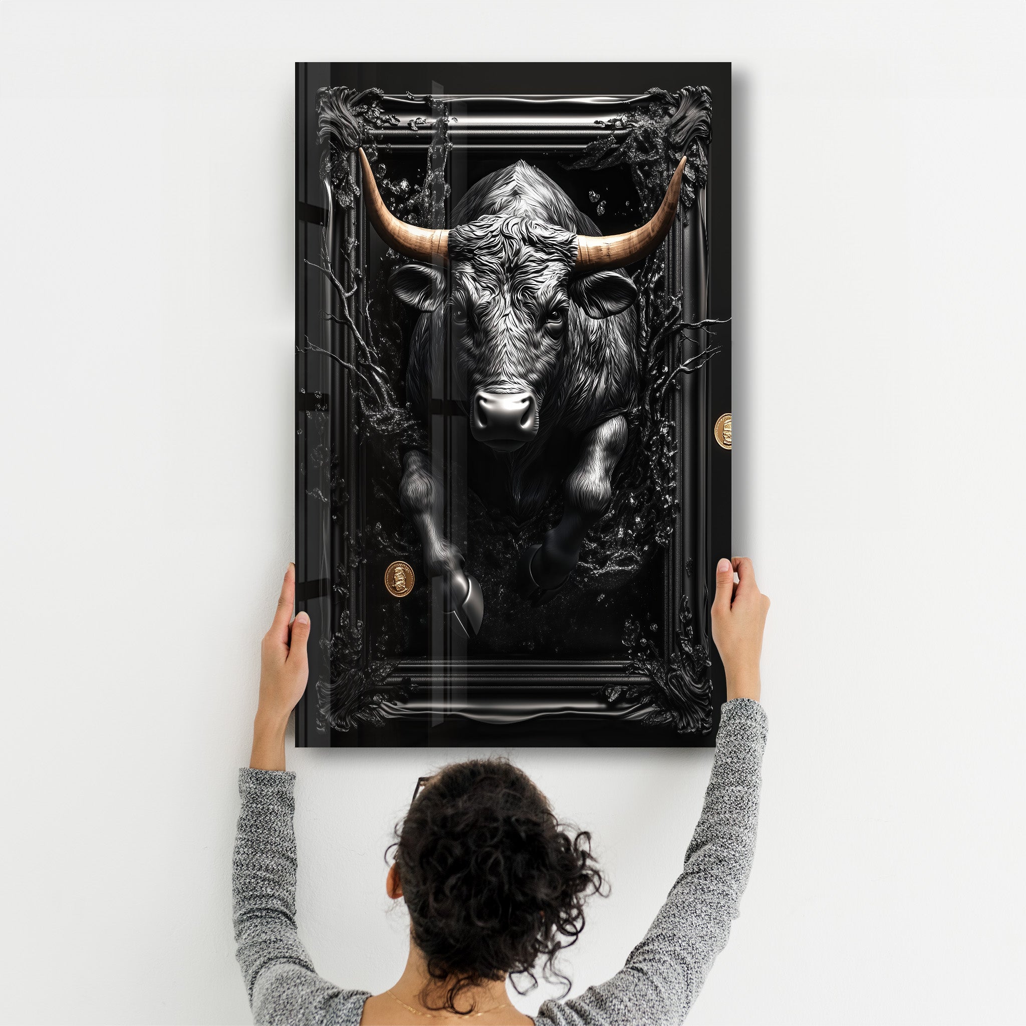 Angry Bull | Glass Wall Art