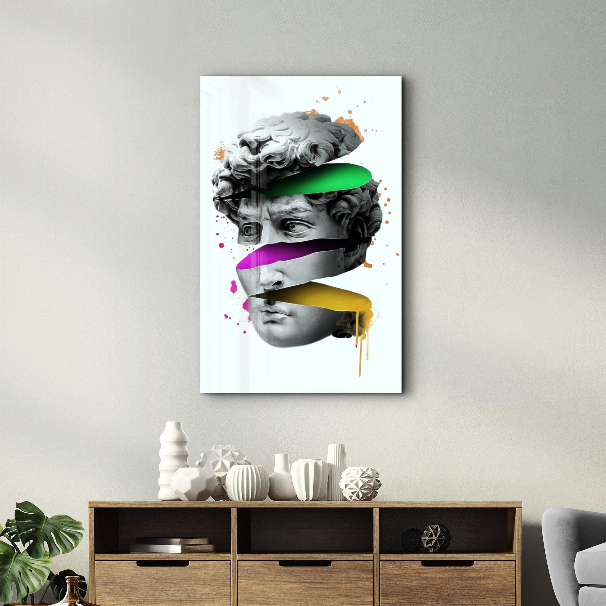 Abstract Colorful Face | Glass Wall Art - Artdesigna