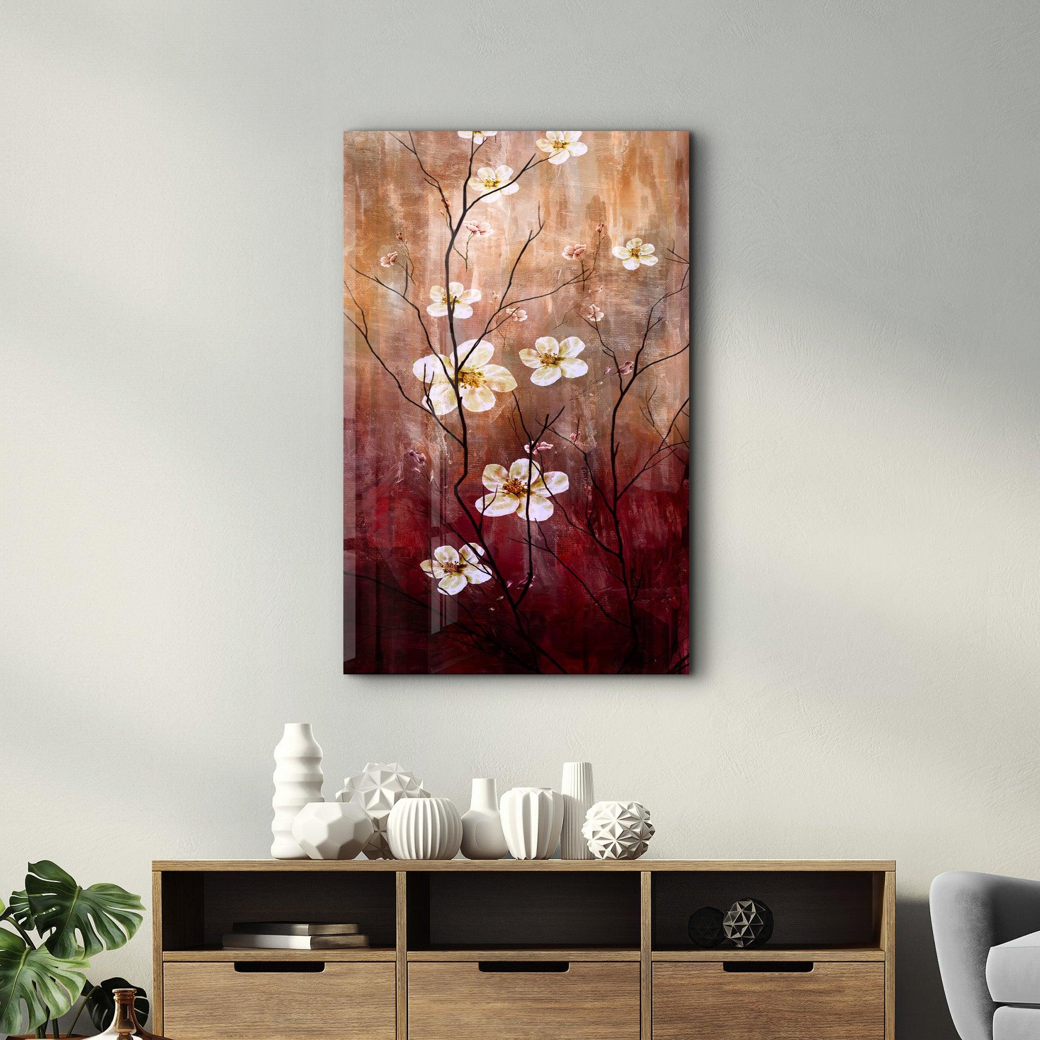 Yellow Flowers | Glass Wall Art - Artdesigna