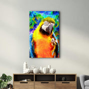 Colorful Parrot | Glass Wall Art - Artdesigna