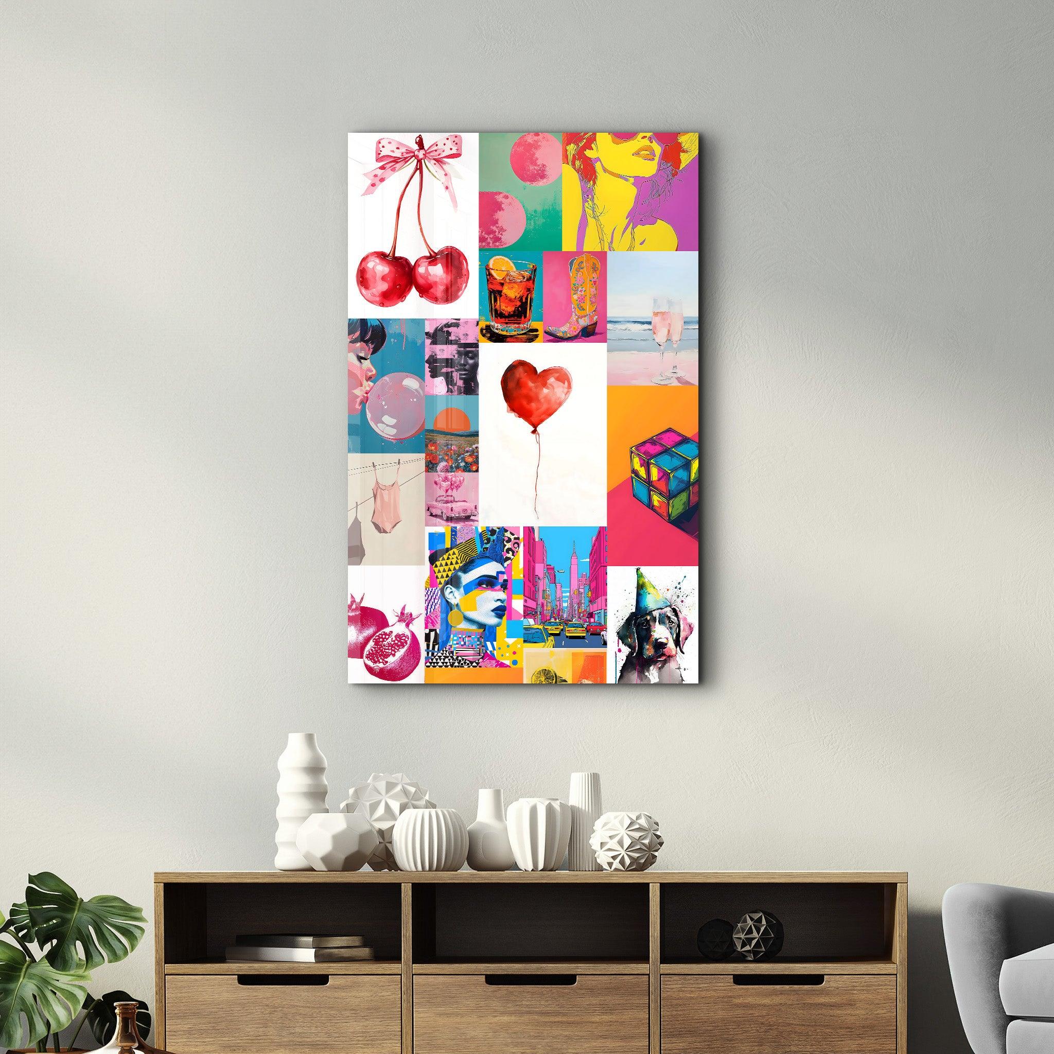 Eclectic Modern Collage-1 - Glass Wall Art - Artdesigna