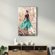 Ballerina (Green) | Glass Wall Art - Artdesigna