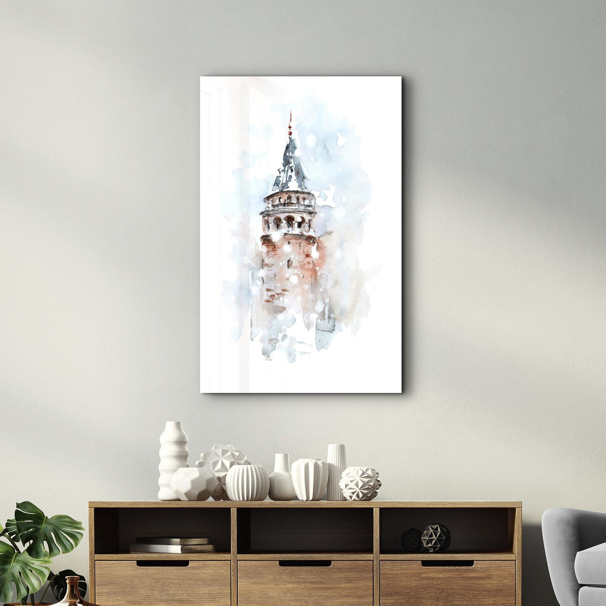 Abstract Historical Building | Glass Wall Art - Artdesigna