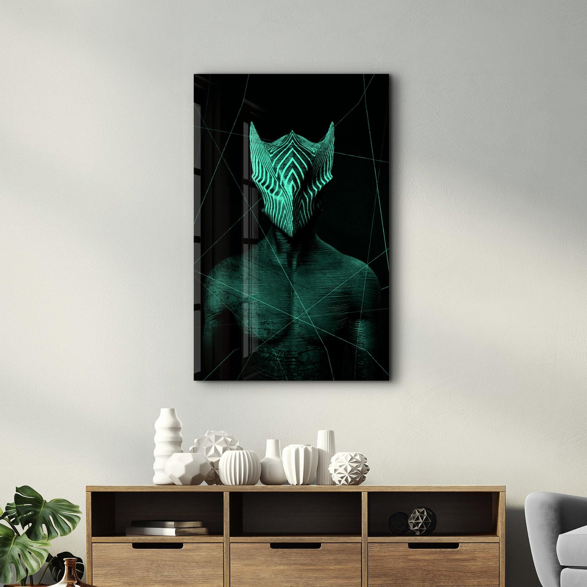 Abstract Masked Man V4 | Glass Wall Art - Artdesigna