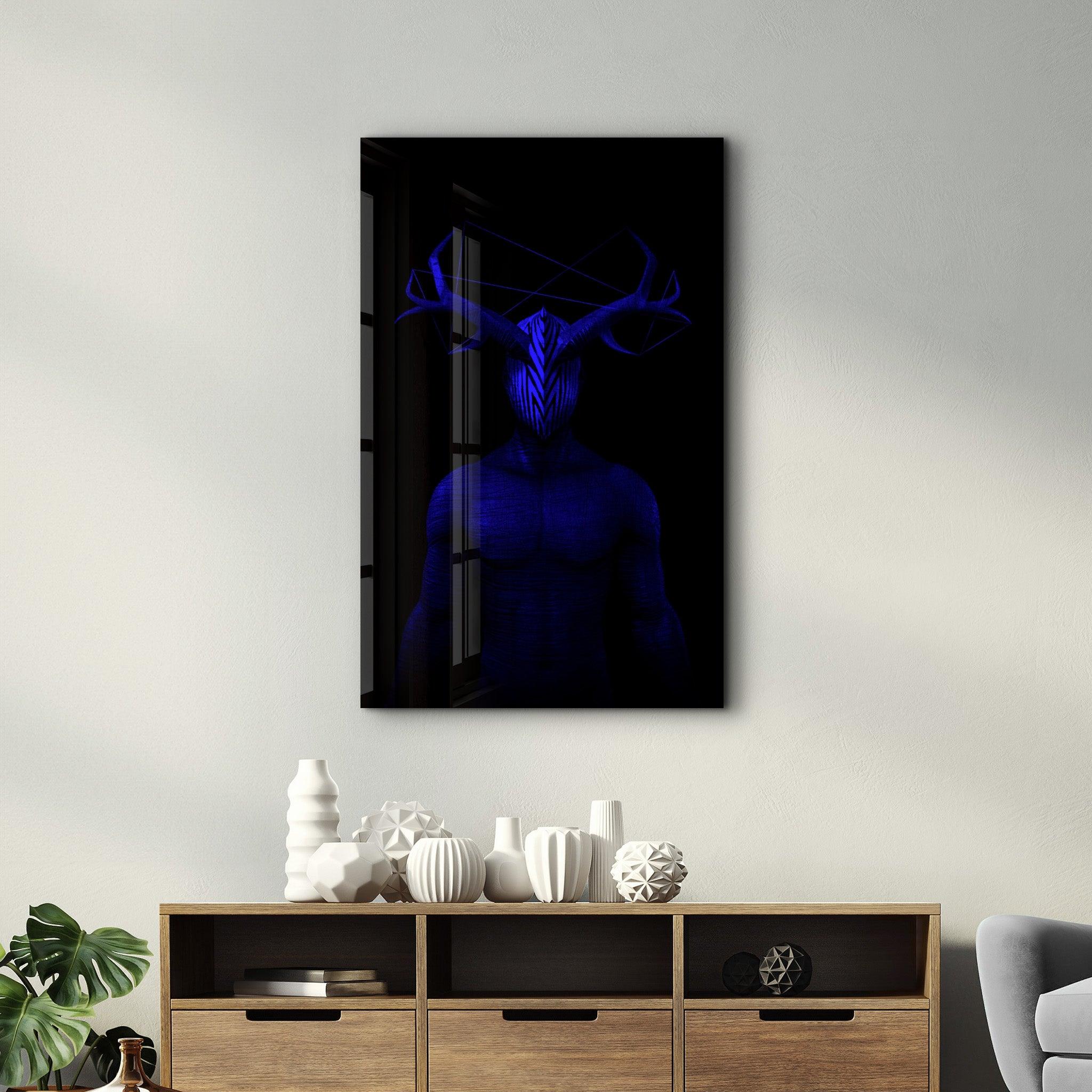 Abstract Masked Man V11 | Glass Wall Art - Artdesigna