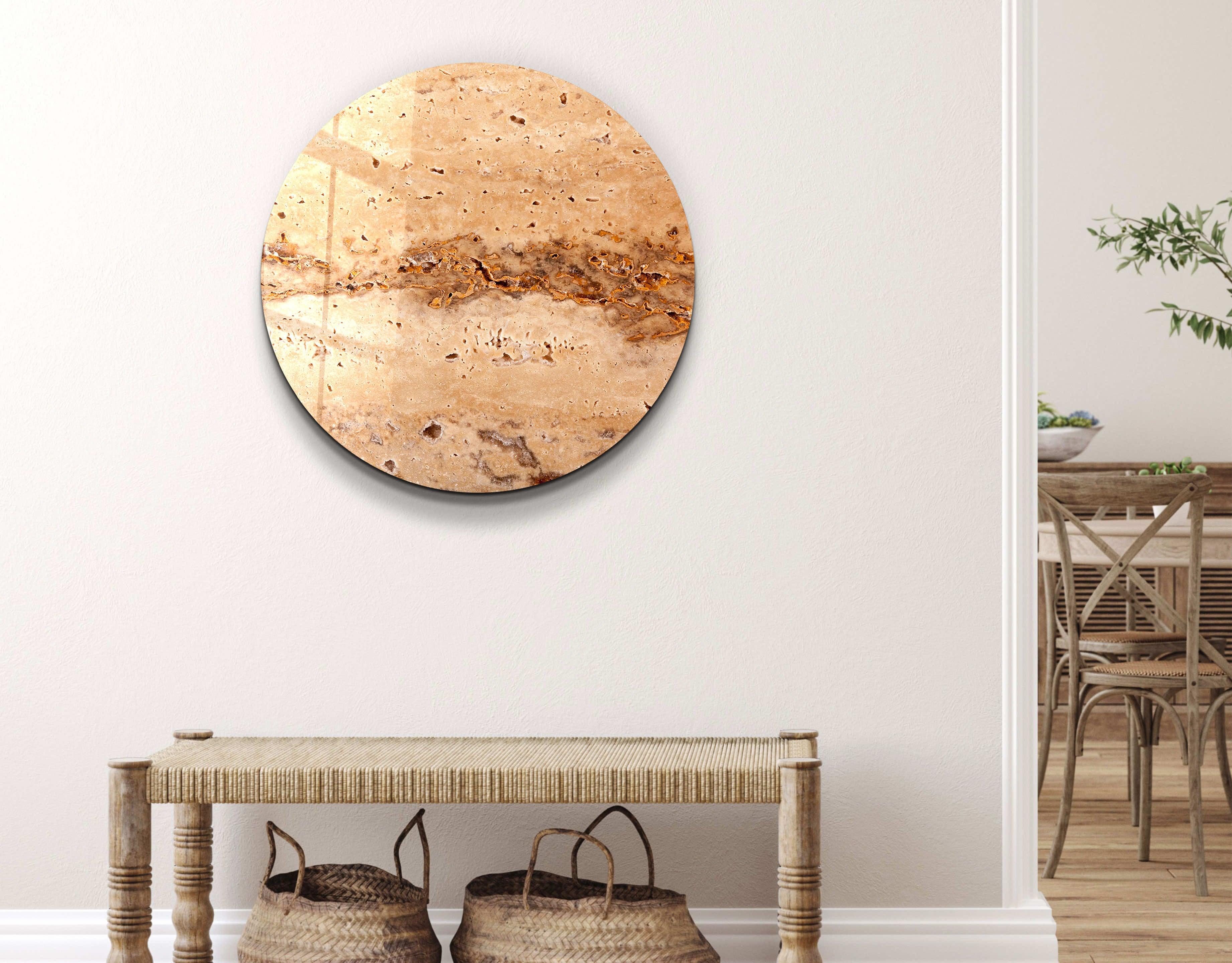 ・"Travertine Stone - Original"・Rounded Glass Wall Art - ArtDesigna Glass Printing Wall Art