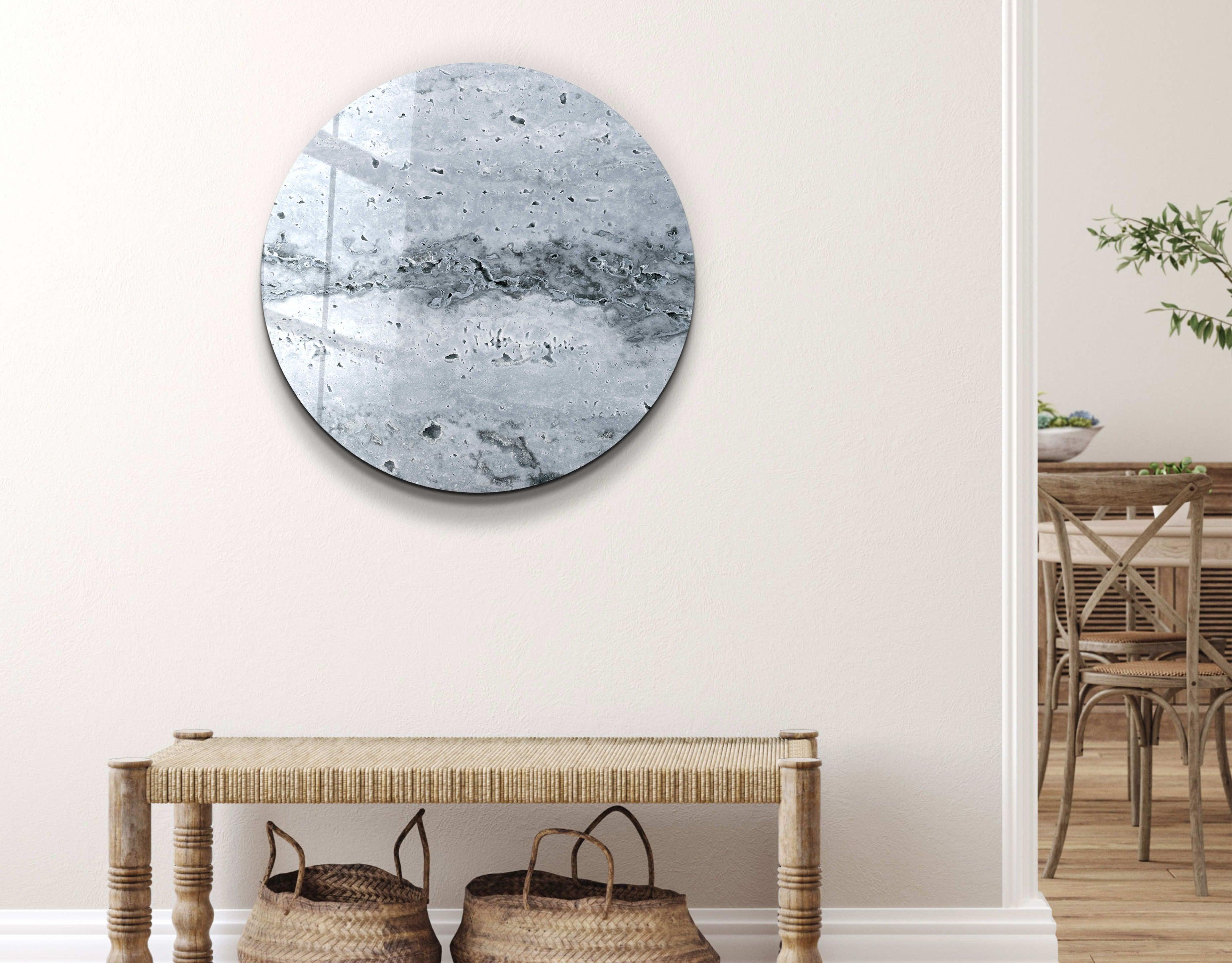 ・"Travertine Stone - Light Gray"・Rounded Glass Wall Art - ArtDesigna Glass Printing Wall Art