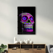 Sugar Skull -Mexican Skull V1 | Designers Collection Glass Wall Art - Artdesigna