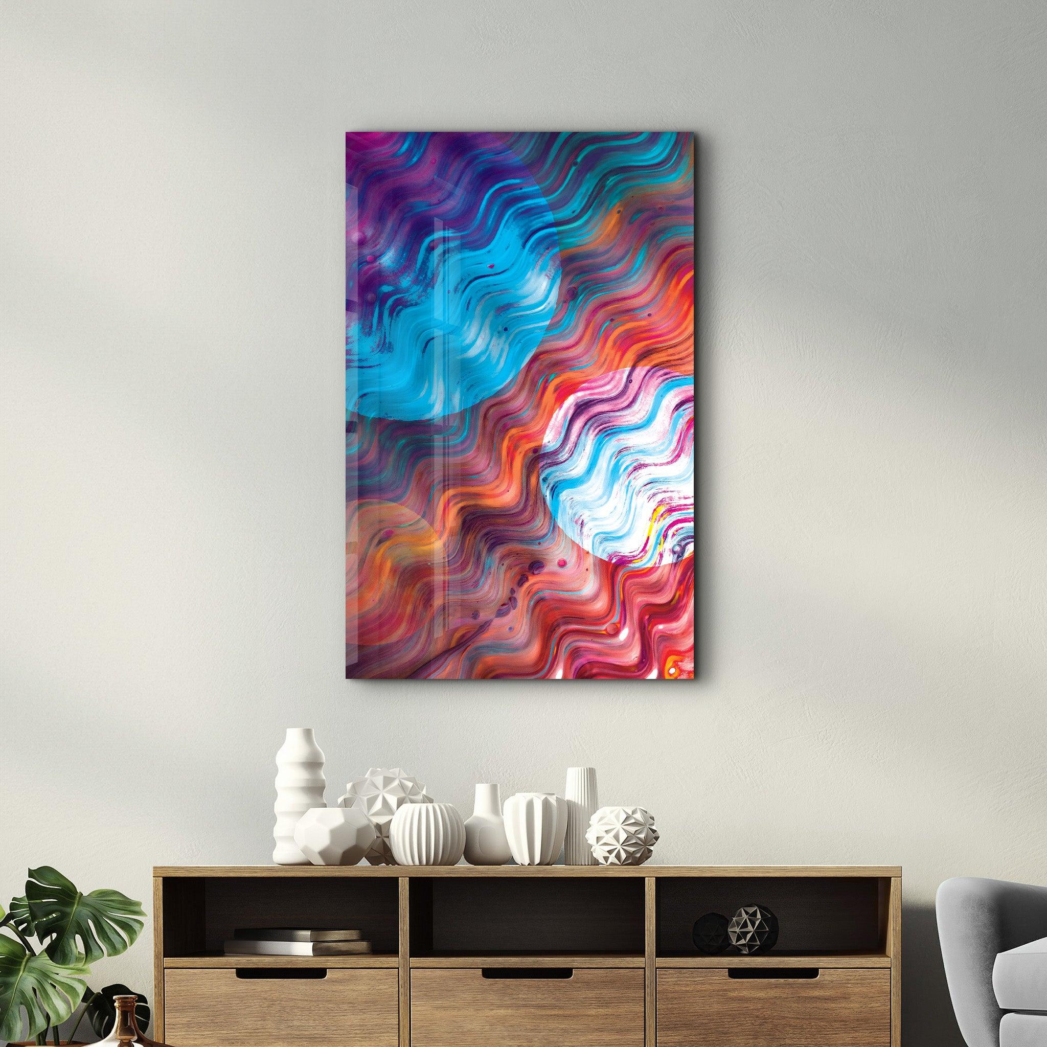 Waive of Colors | Glass Wall Art - Artdesigna