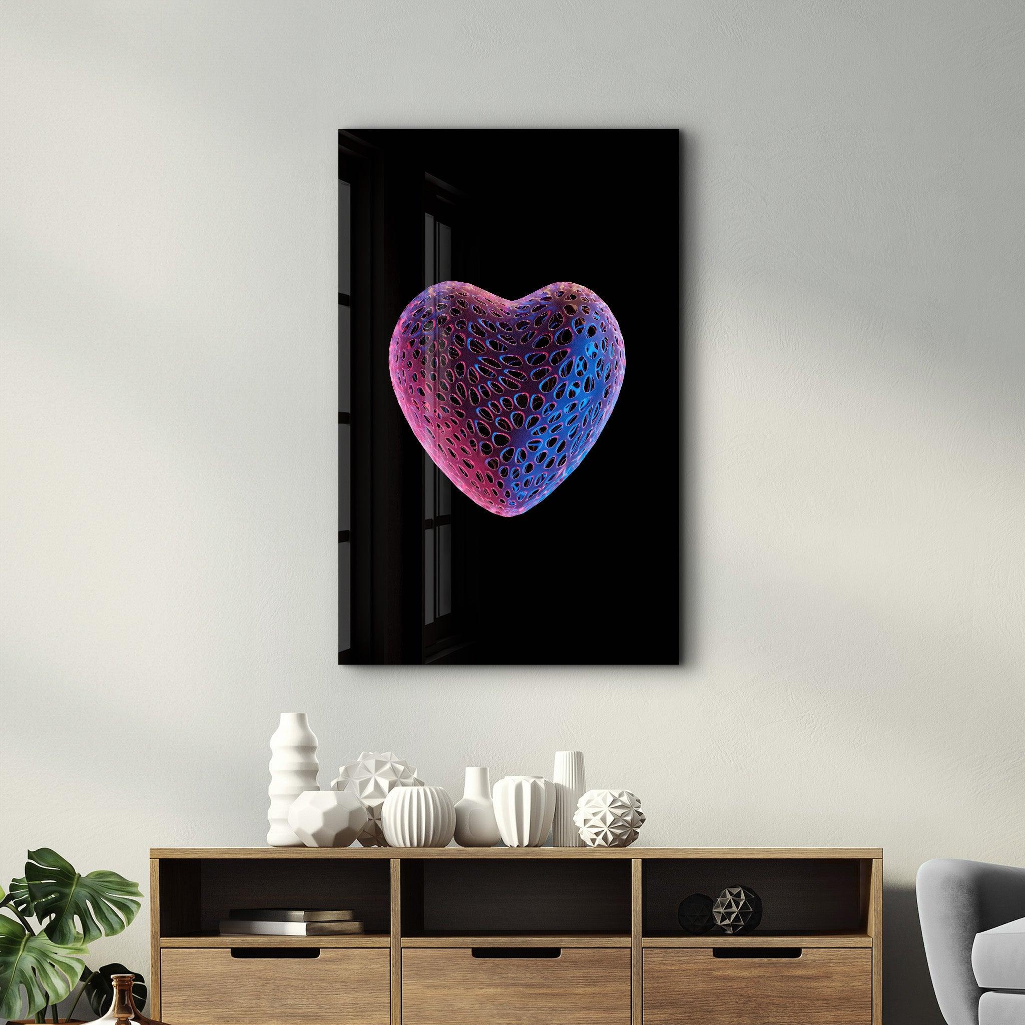 Strawberry Heart | Designers Collection Glass Wall Art - Artdesigna