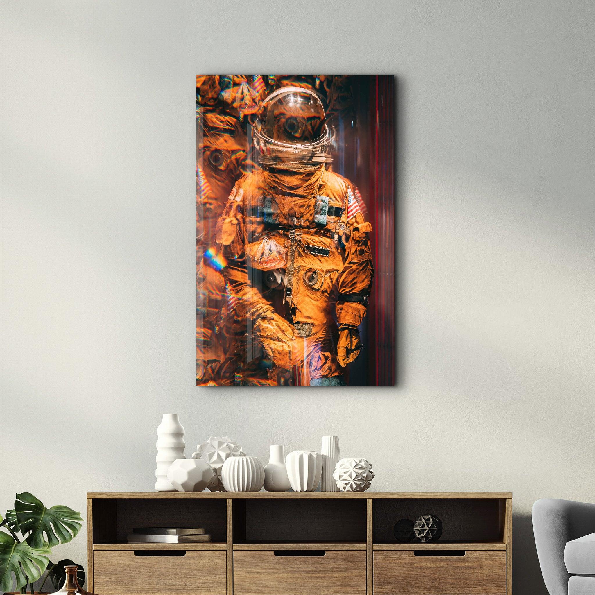 Blurry Astronaut | Designer's Collection Glass Wall Art - Artdesigna