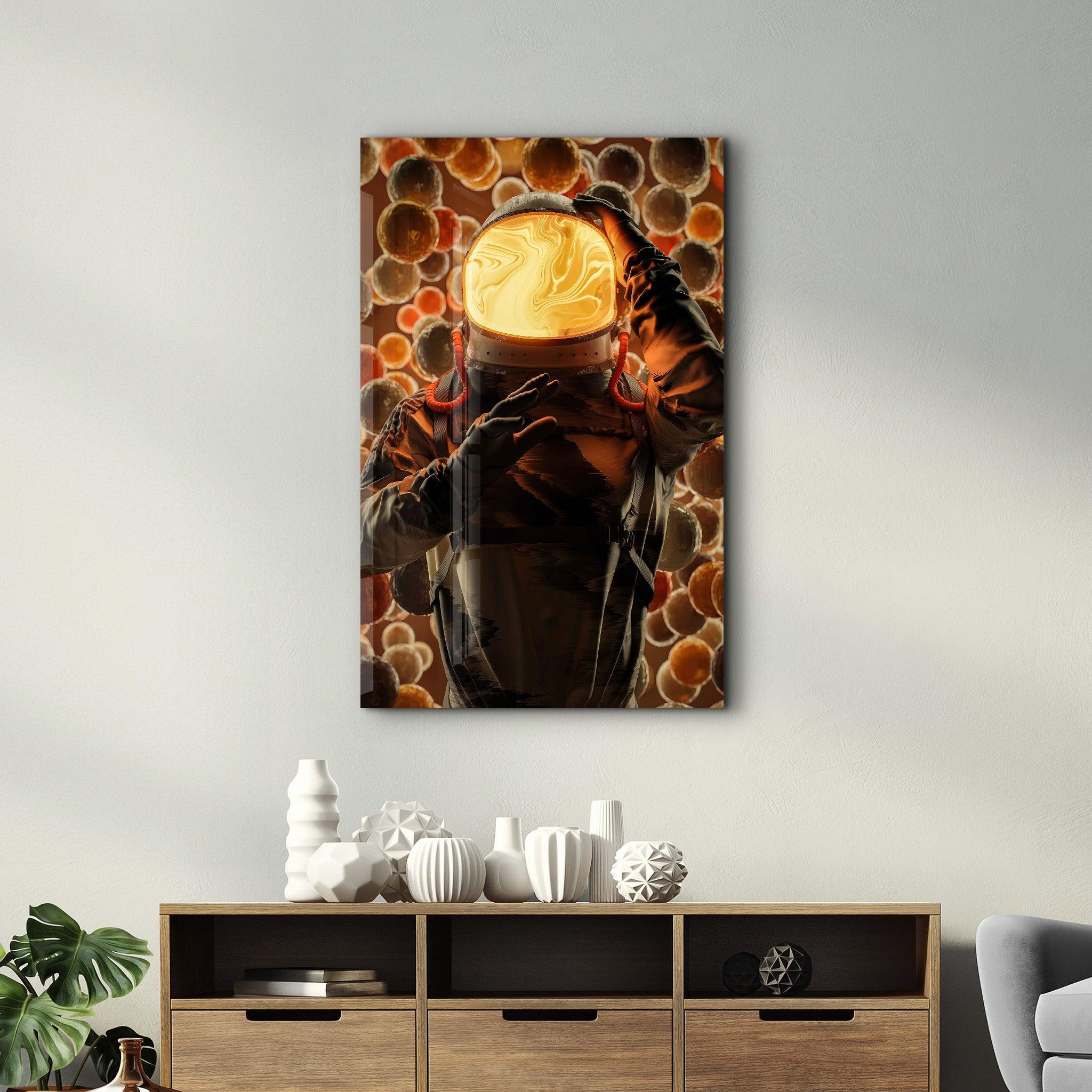 Astronaut is Lava | Designer's Collection Glass Wall Art - Artdesigna