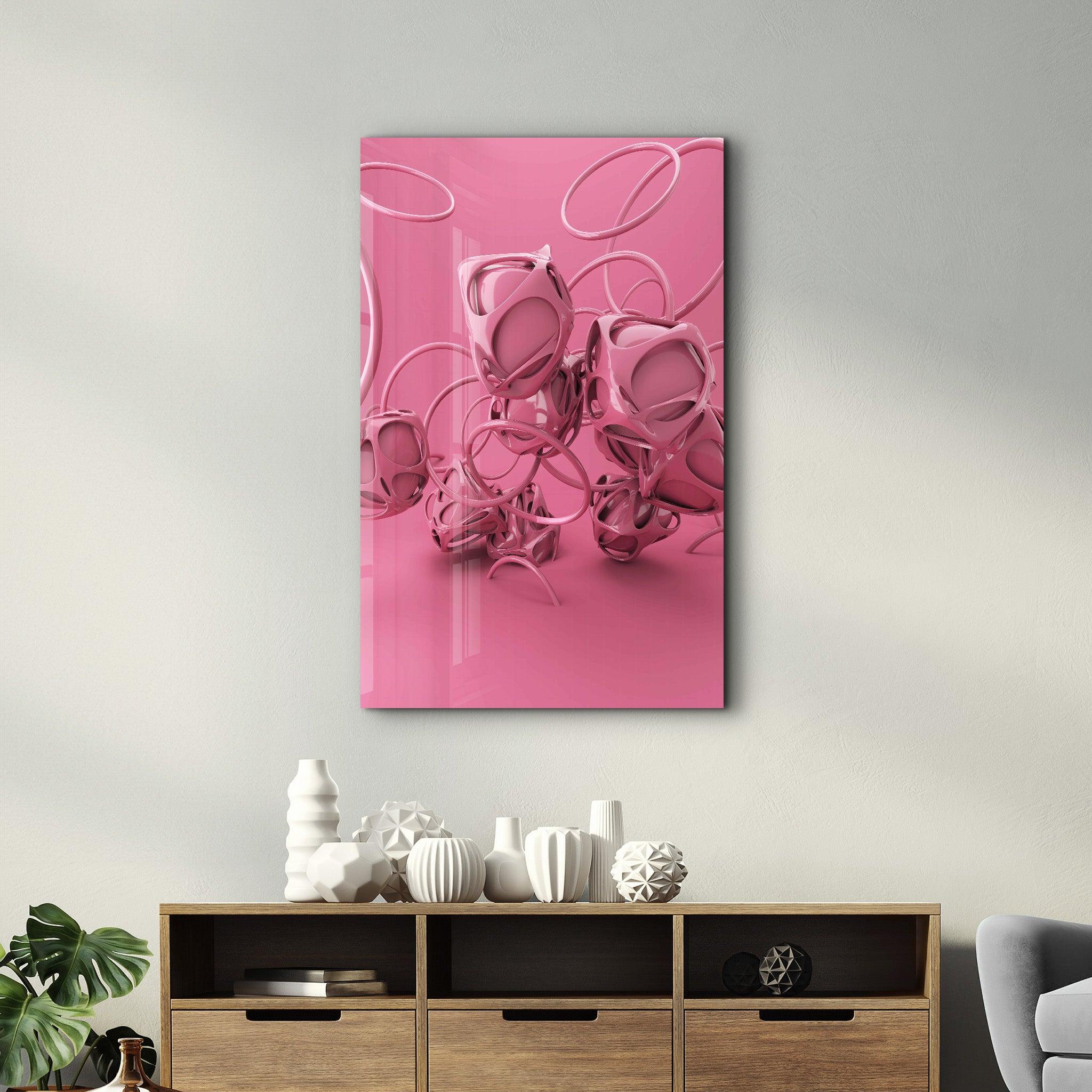 Abstract Pink Modern Design | Designer's Collection Glass Wall Art - Artdesigna