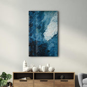 Blue Oil Painting - Abstract | Designer's Collection Glass Wall Art - Artdesigna