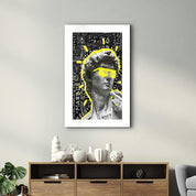 Statue Pop Art Yellow | Designer's Collection Glass Wall Art - Artdesigna