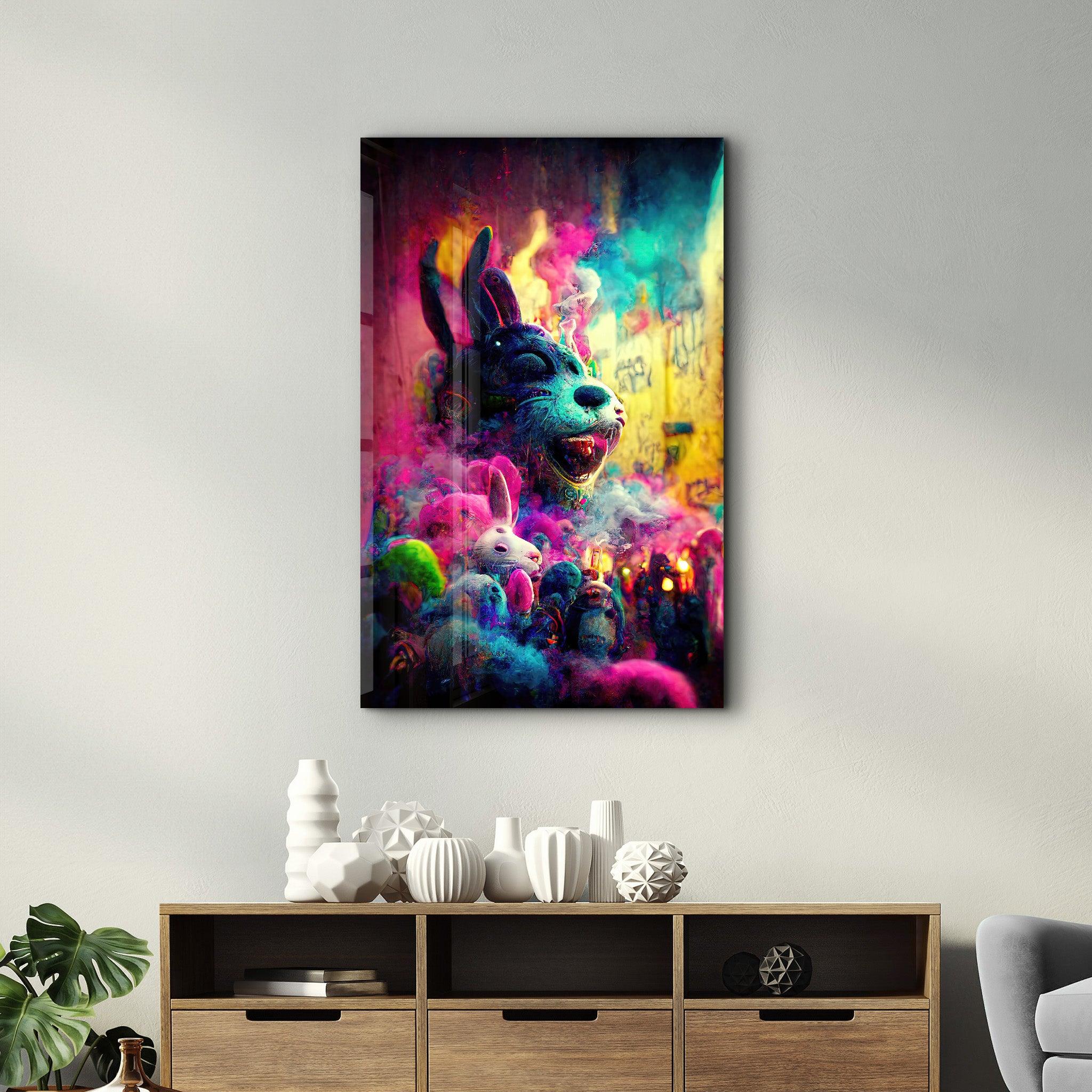 Lost Rabbits | Secret World Collection Glass Wall Art - Artdesigna