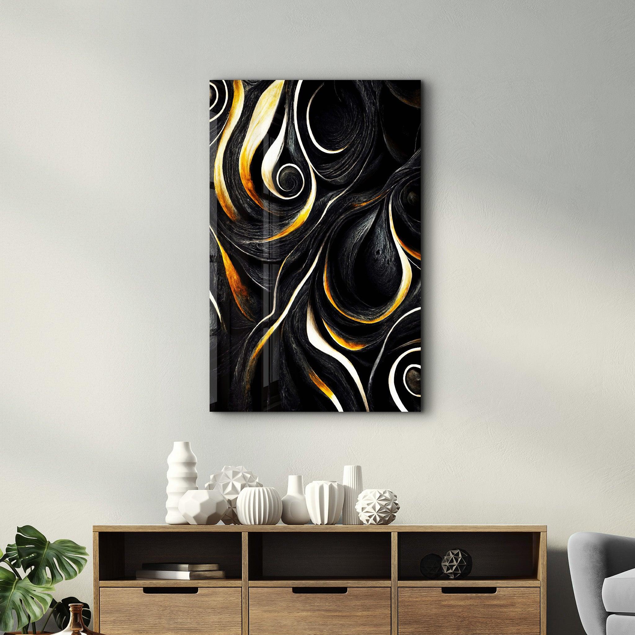 Golden Black Wood | Secret World Collection Glass Wall Art - Artdesigna