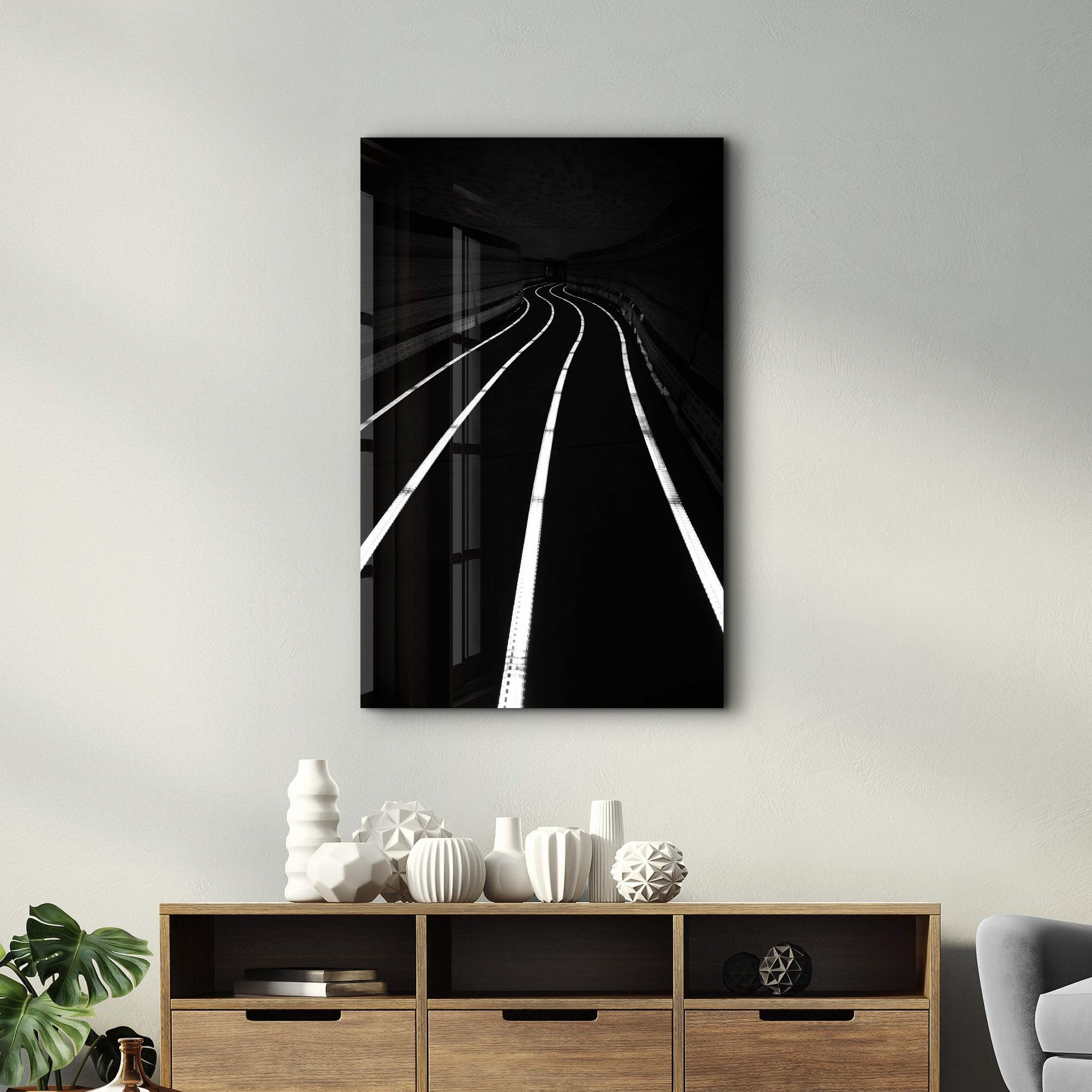 Road at Night | Designers Collection Glass Wall Art - Artdesigna