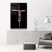 Jesus & Cross | Designers Collection Glass Wall Art - Artdesigna