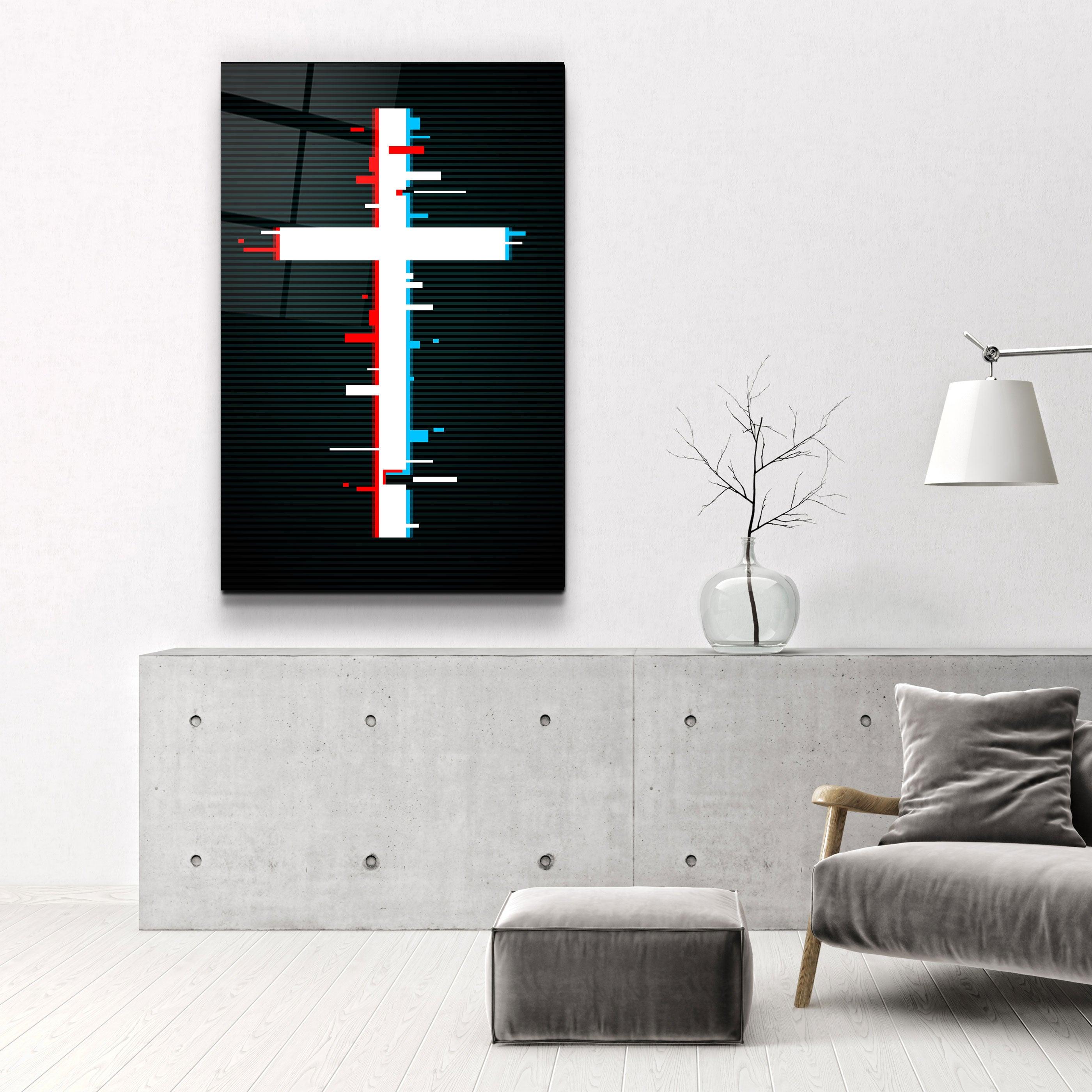 Cross - Trippy | Designers Collection Glass Wall Art - Artdesigna