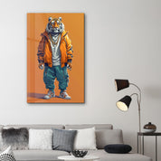 Stylish Tiger - Glass Wall Art - Artdesigna