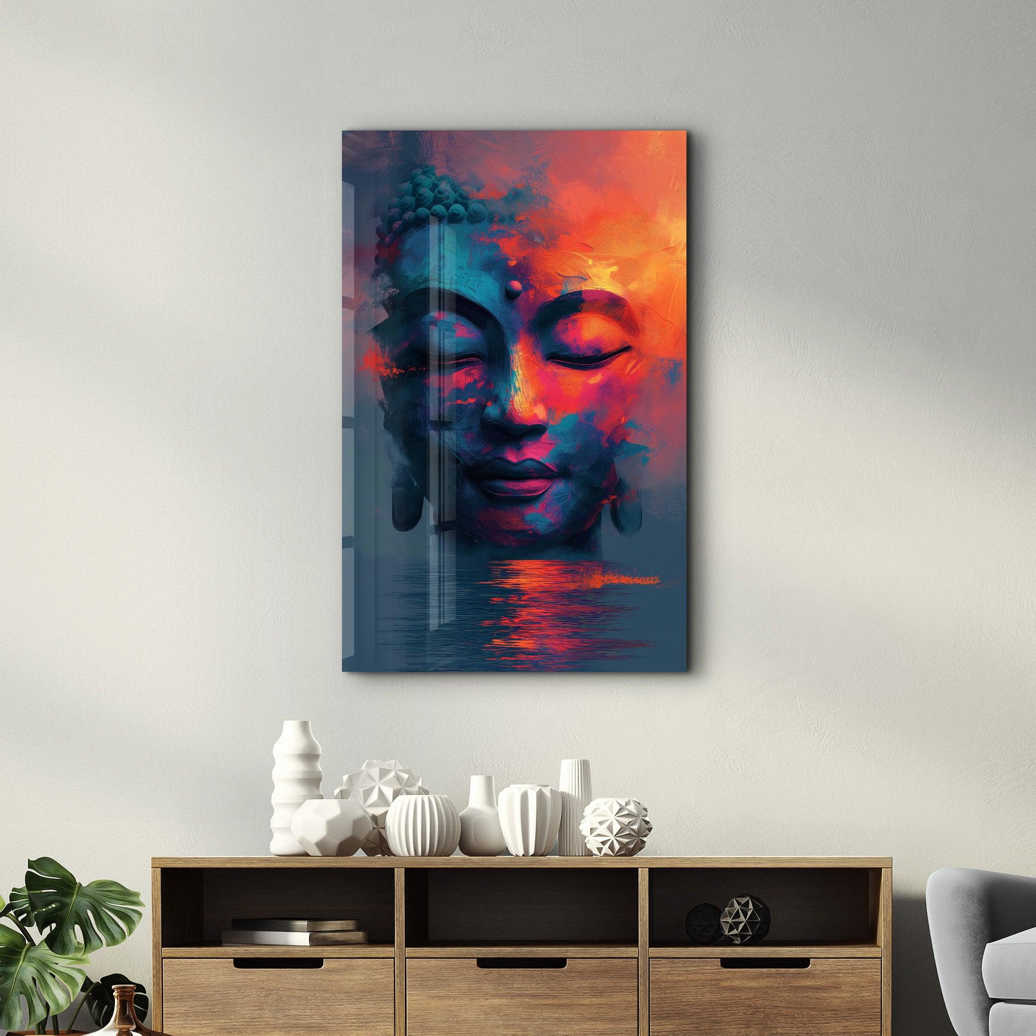 Buddha Oil Painting Style | Designers Collection Glass Wall Art - Artdesigna