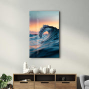 Small Wave in the Ocean | Glass Wall Art - Artdesigna