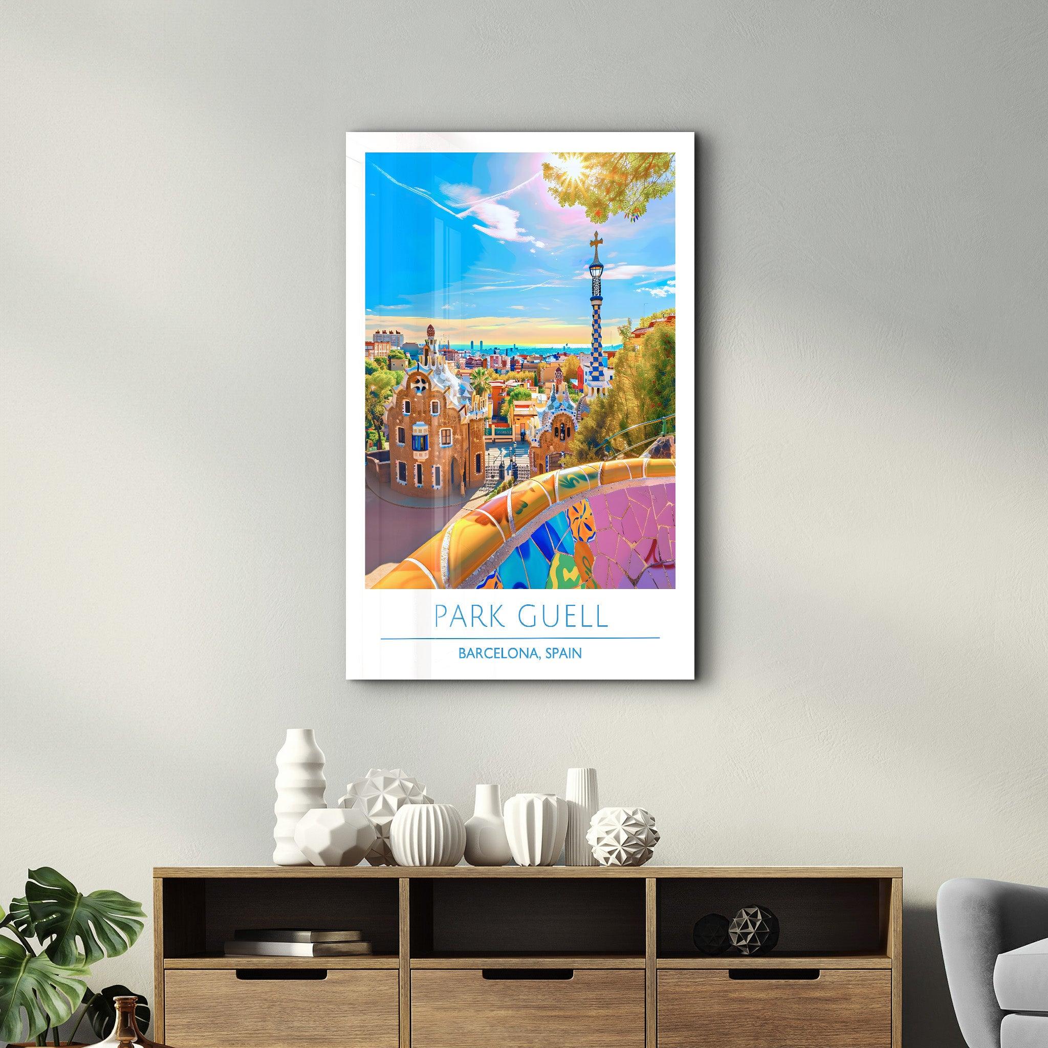 Park Guell-Barcelona Spain-Travel Posters | Glass Wall Art - Artdesigna