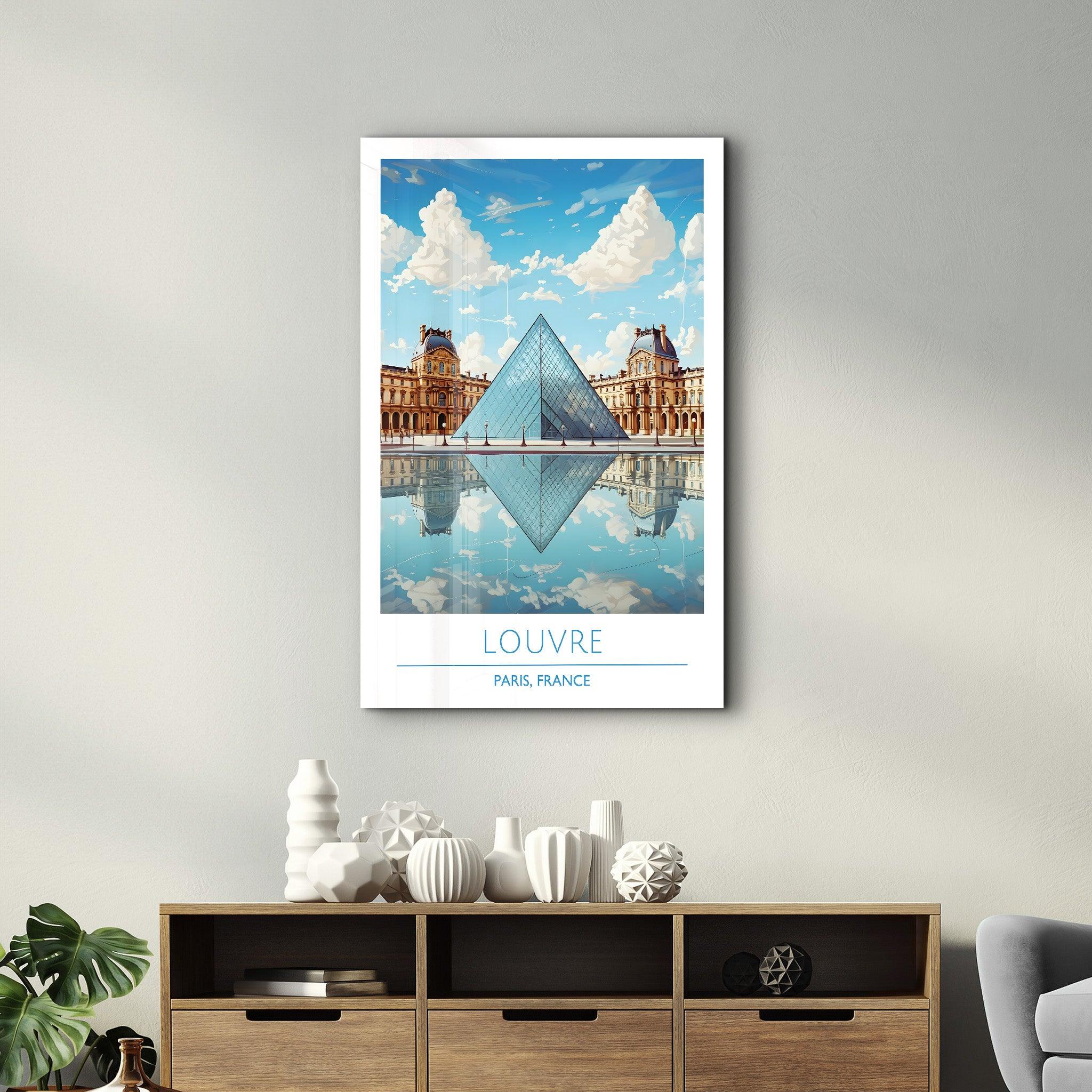 Louvre-Paris France-Travel Posters | Glass Wall Art - Artdesigna