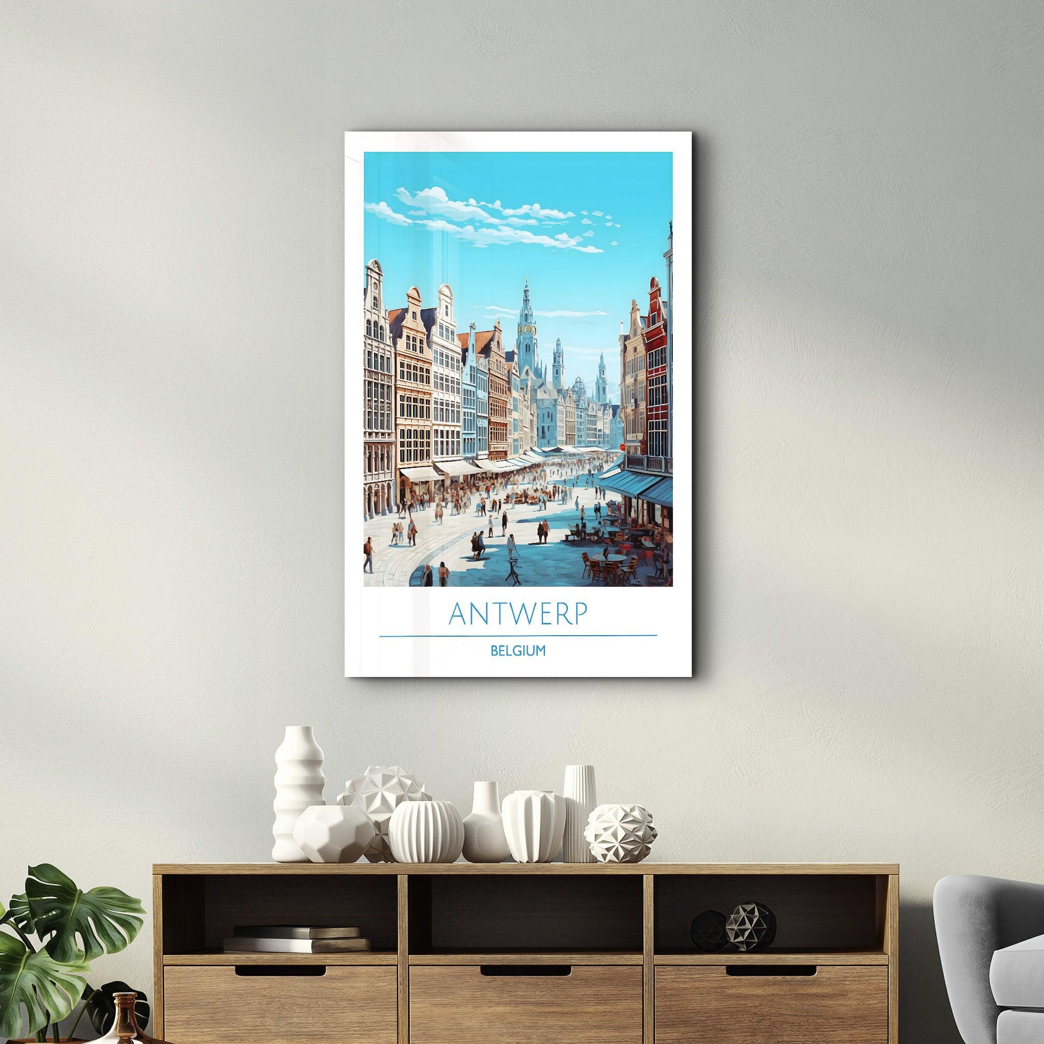 Antwerp Belgium-Travel Posters | Glass Wall Art - Artdesigna