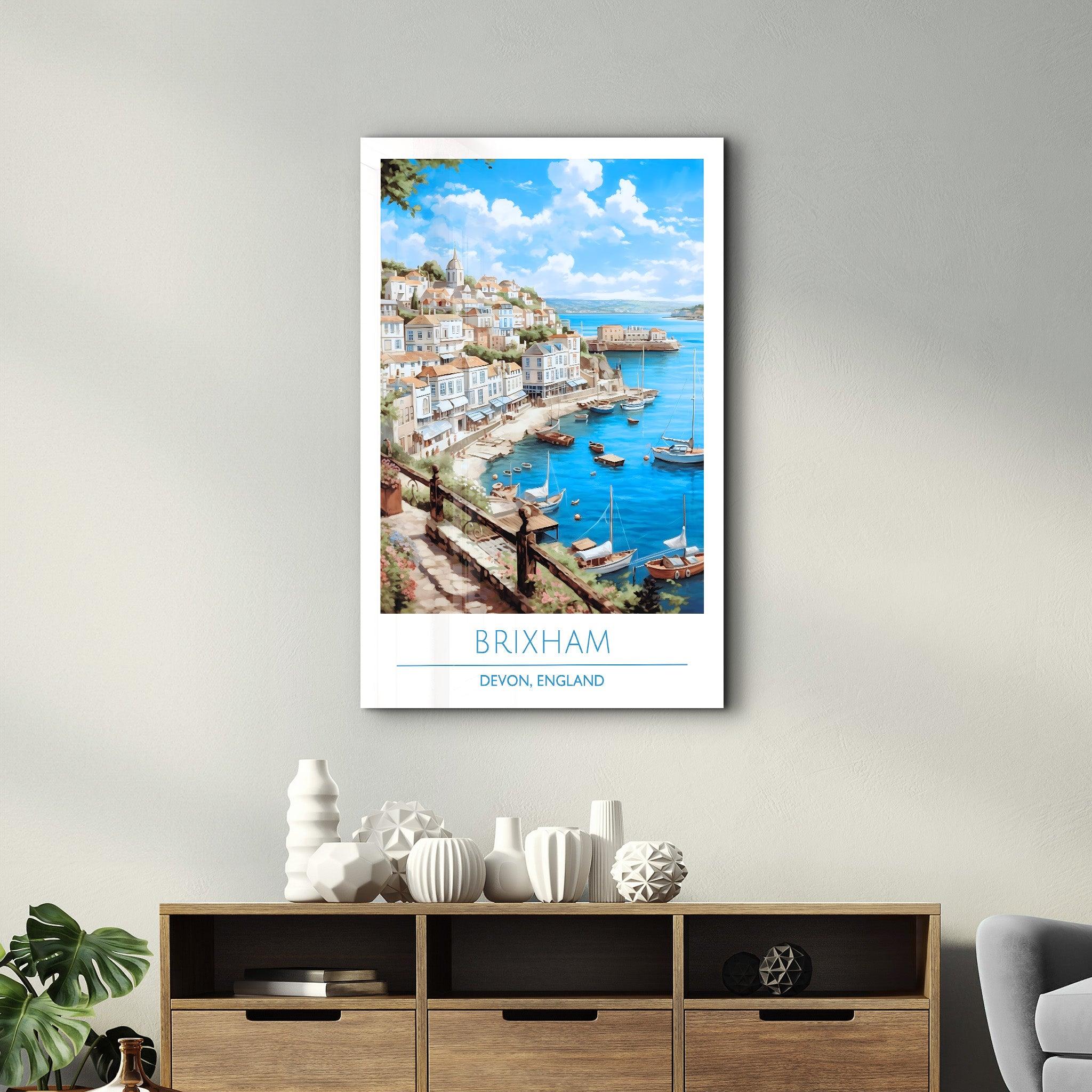 Brixham-Devon England-Travel Posters | Glass Wall Art - Artdesigna