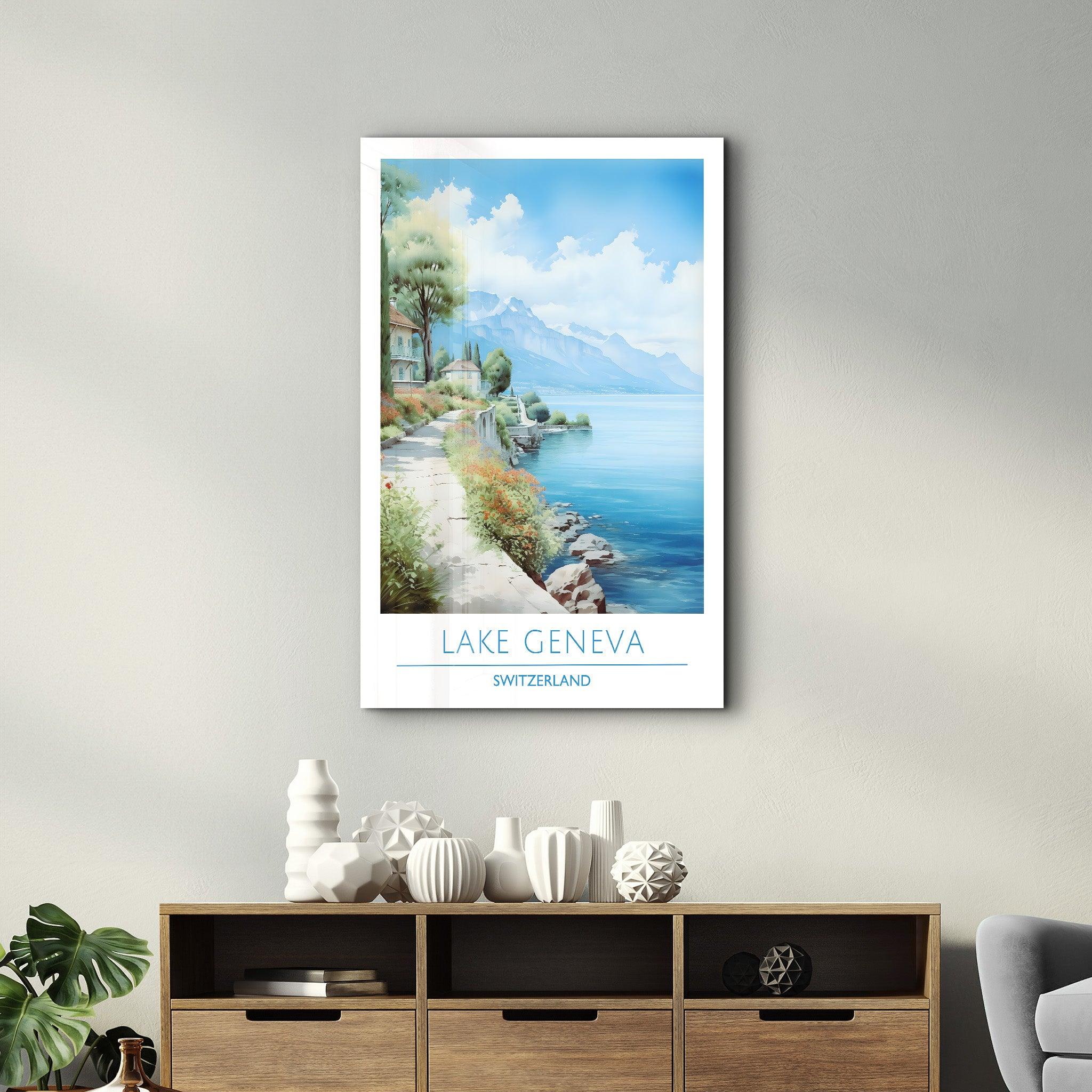 Lake Geneva Switzerland-Travel Posters | Glass Wall Art - Artdesigna