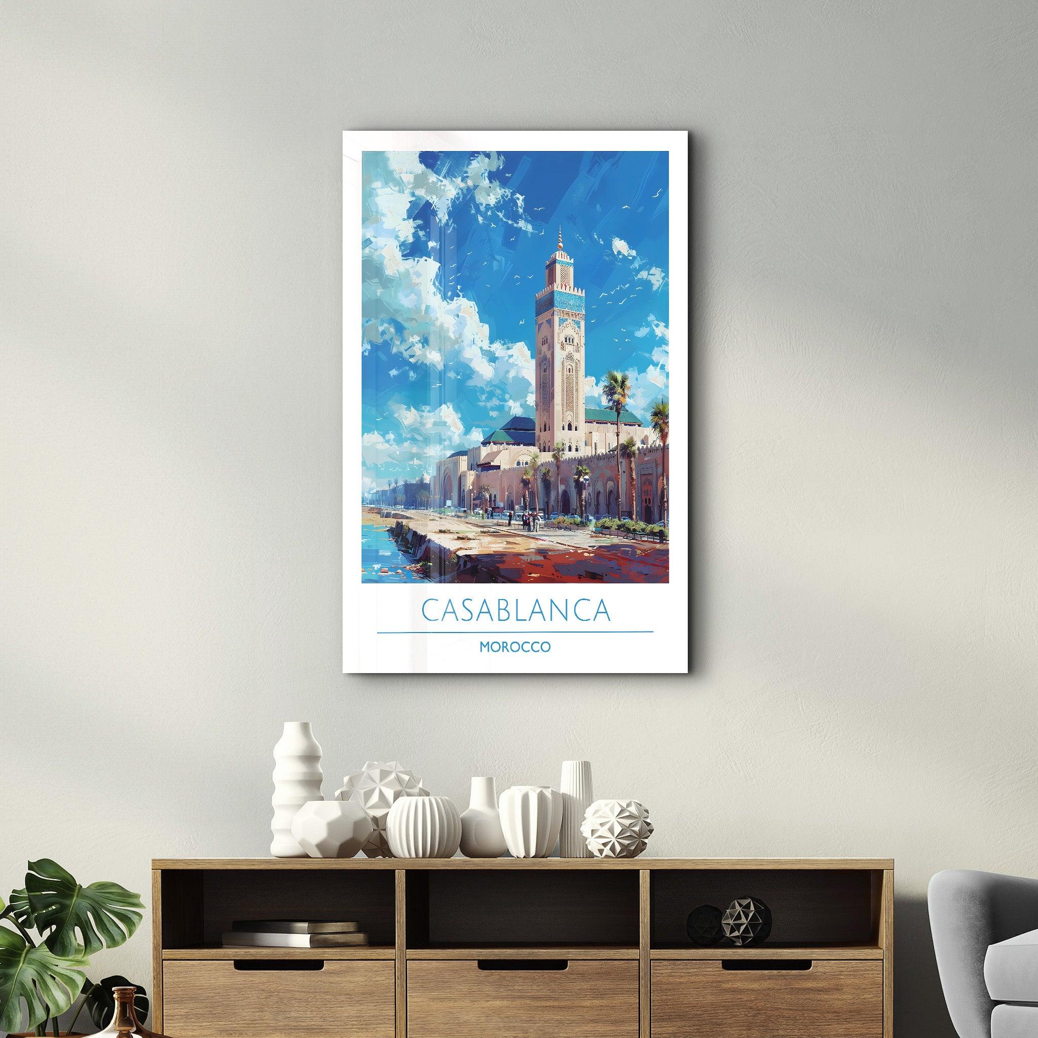 Casablanca Morocco 2-Travel Posters | Glass Wall Art - Artdesigna