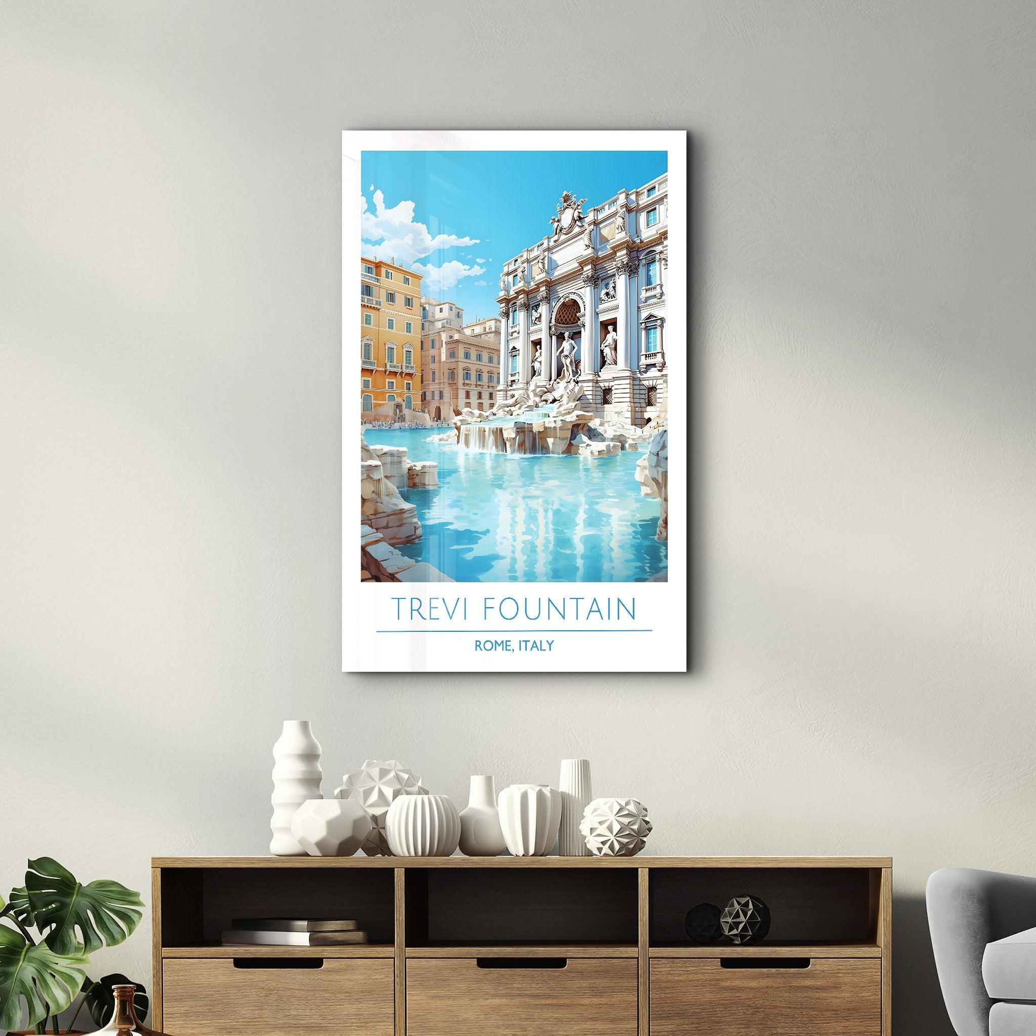 Trevi Fountain-Rome Italy-Travel Posters | Glass Wall Art - Artdesigna