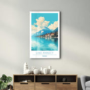 Lake Annecy France 2-Travel Posters | Glass Wall Art - Artdesigna