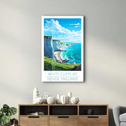 White Cliffs of Dover England-Travel Posters | Glass Wall Art - Artdesigna