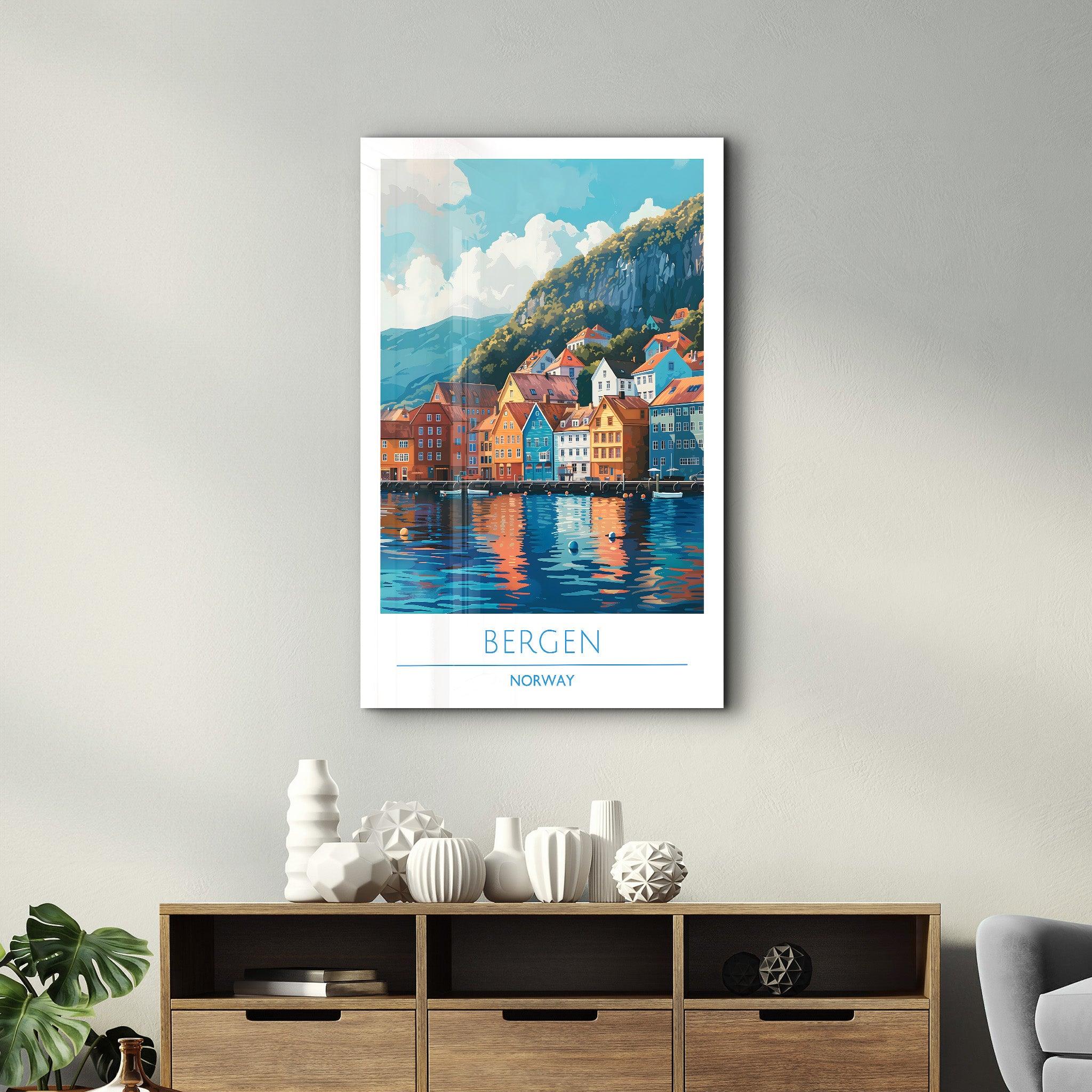 Bergen Norway 2-Travel Posters | Glass Wall Art - Artdesigna