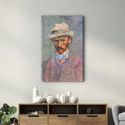 Vincent van Gogh's Self-Portrait with a Gray Straw Hat (1887) | Glass Wall Art - Artdesigna