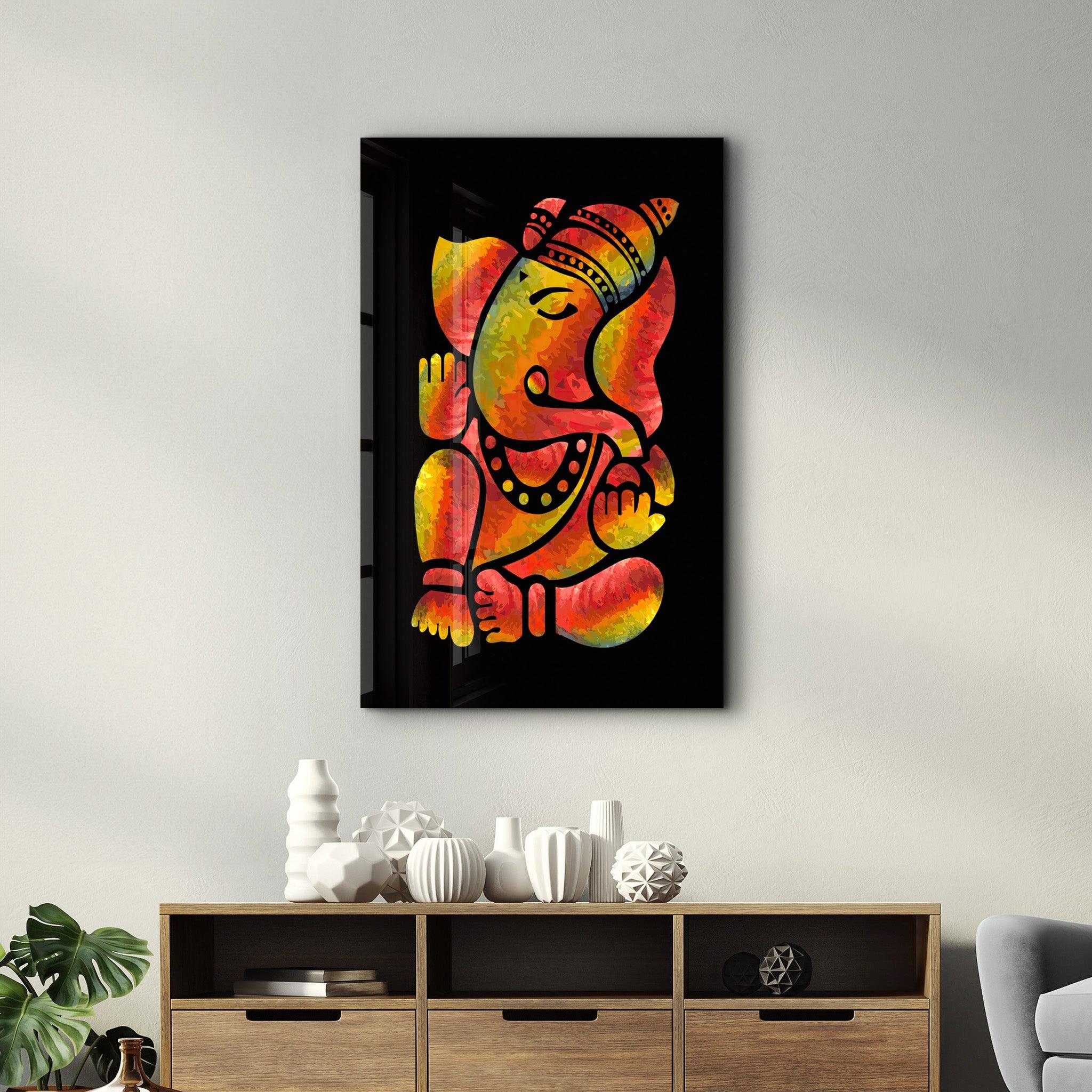 Ganesha | Glass Wall Art - Artdesigna