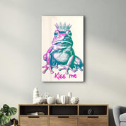 Kiss Me - Frog | Designers Collection Glass Wall Art - Artdesigna