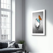 Glass and Butterfly | Glass Wall Art - Artdesigna